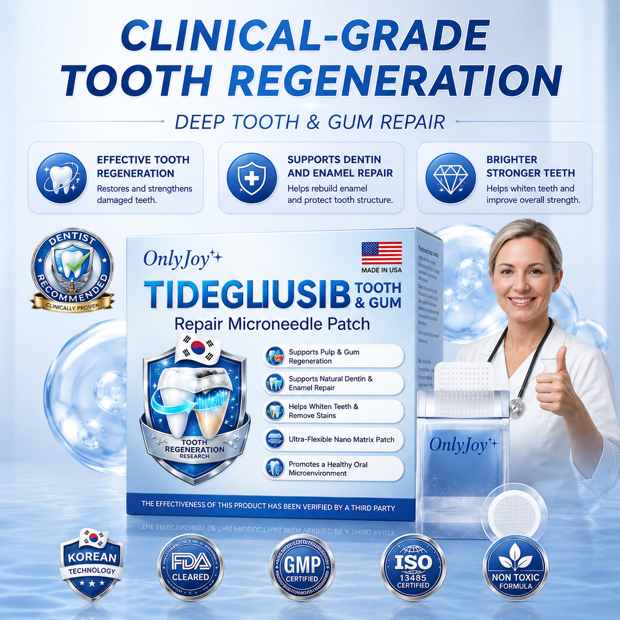 🔥LAST DAY SALE 49% OFF--OnlyJoy™ 🦷 Tideglusib Fast‑Dissolving Tooth & Gum Repair Oral Strips ✨