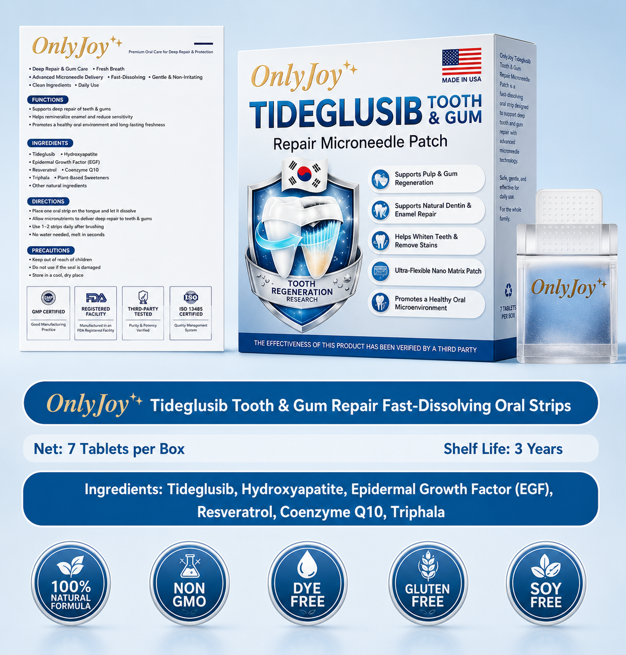 🔥LAST DAY SALE 49% OFF--OnlyJoy™ 🦷 Tideglusib Fast‑Dissolving Tooth & Gum Repair Oral Strips ✨