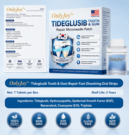 🔥LAST DAY SALE 49% OFF--OnlyJoy™ 🦷 Tideglusib Fast‑Dissolving Tooth & Gum Repair Oral Strips ✨